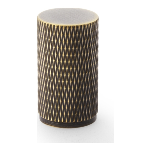 AW800-35-AB • 35mm • Antique Brass • Alexander & Wilks Brunel Knurled Cylinder Cupboard Knob